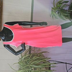 Beautiful pink dress with white stripes on the side